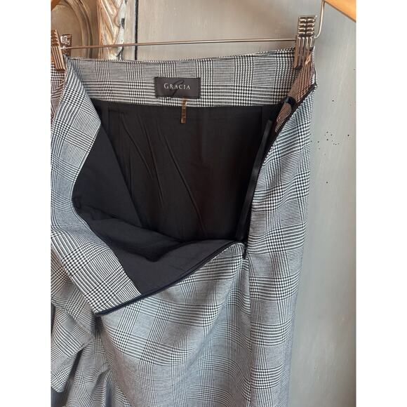 Gracia Skirt Sz L Knee Length Black White Plaid Ruffle Flounce Hem - Picture 7 of 14